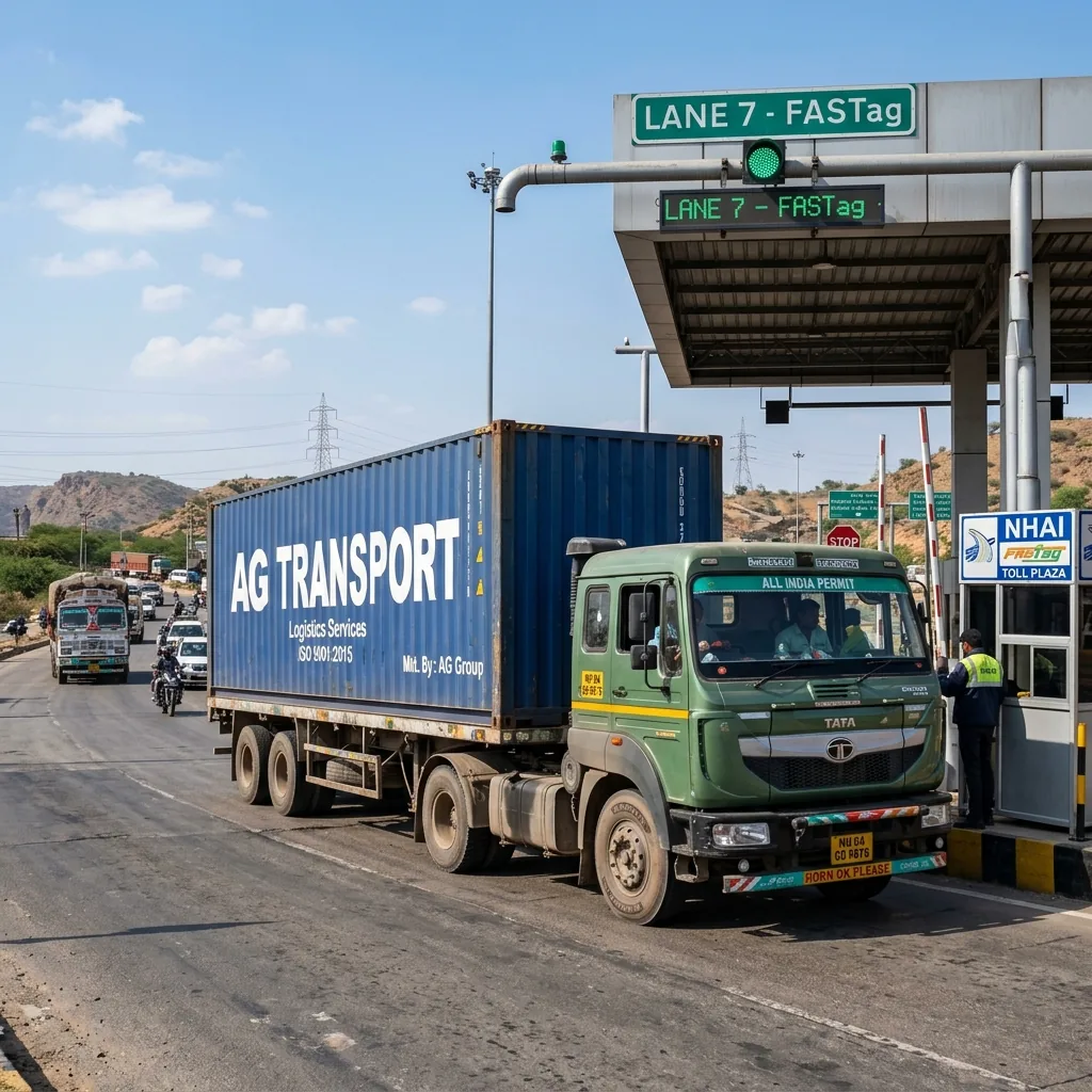 FASTag toll plaza heavy truck rajasthan nh48 national highway ftl freight