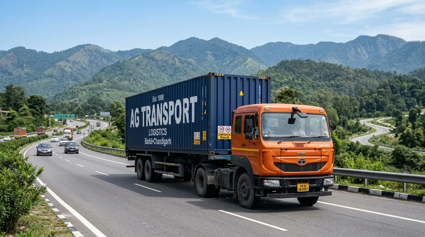 Jaipur to Baddi FTL freight transport 32-ft container truck on NH-44 BBN industrial corridor