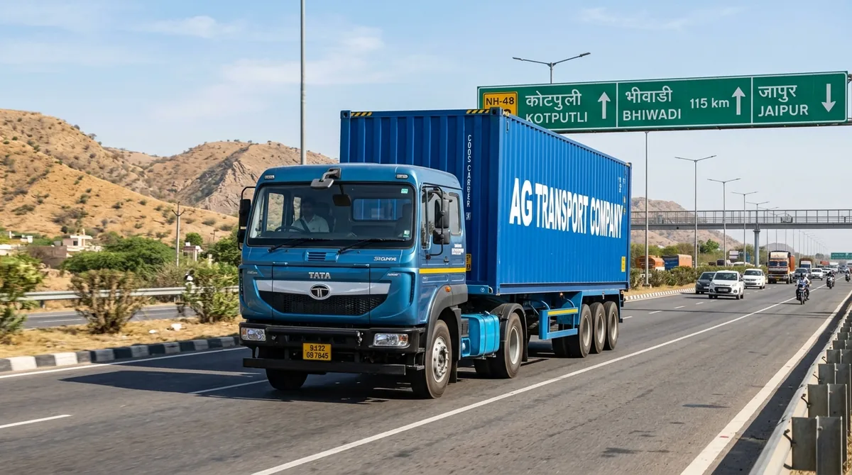Jaipur to Bhiwadi FTL transport 32 ft container truck on NH-48 highway