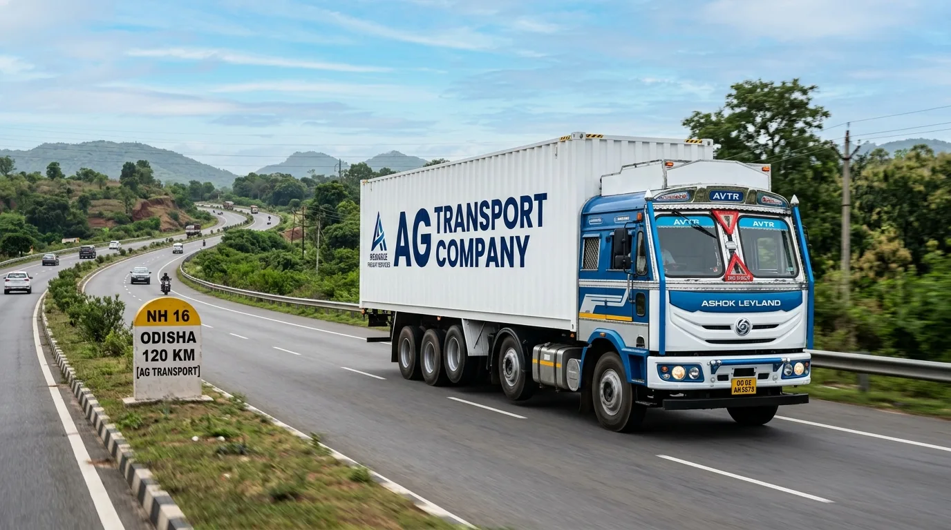 Jaipur to Bhubaneswar FTL freight transport 32ft multi axle container truck on NH-16 Odisha corridor