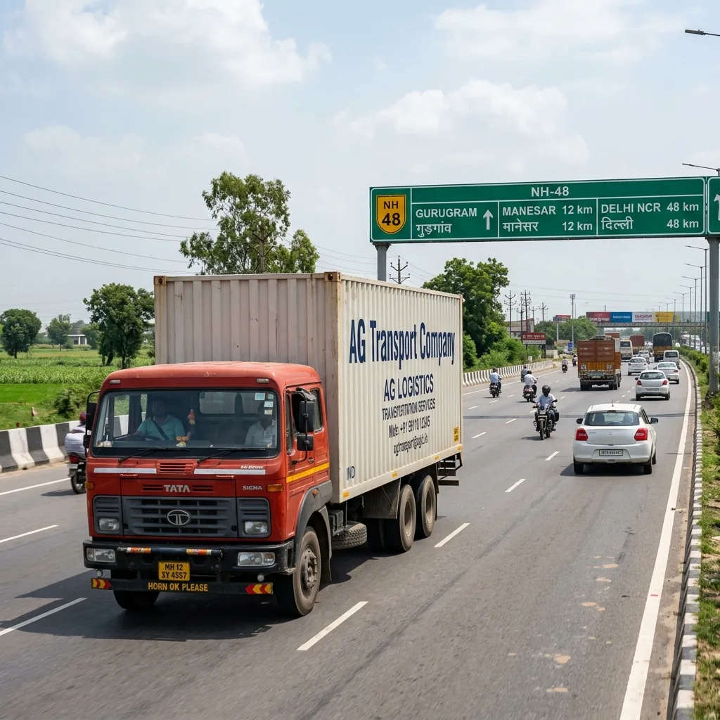 Jaipur to Delhi NCR full truckload freight container truck on NH 48 highway