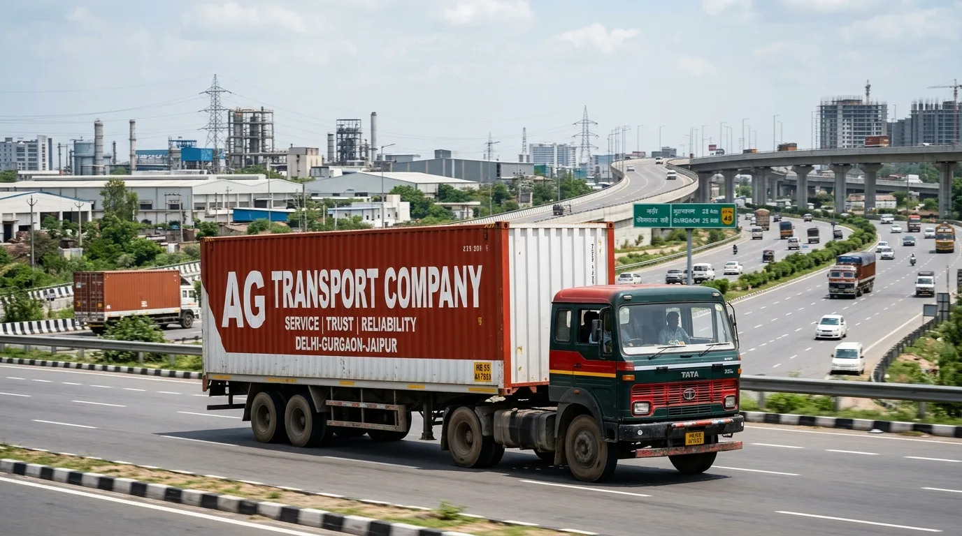 Jaipur to Gurgaon FTL freight transport 32 ft container truck on NH 48 highway