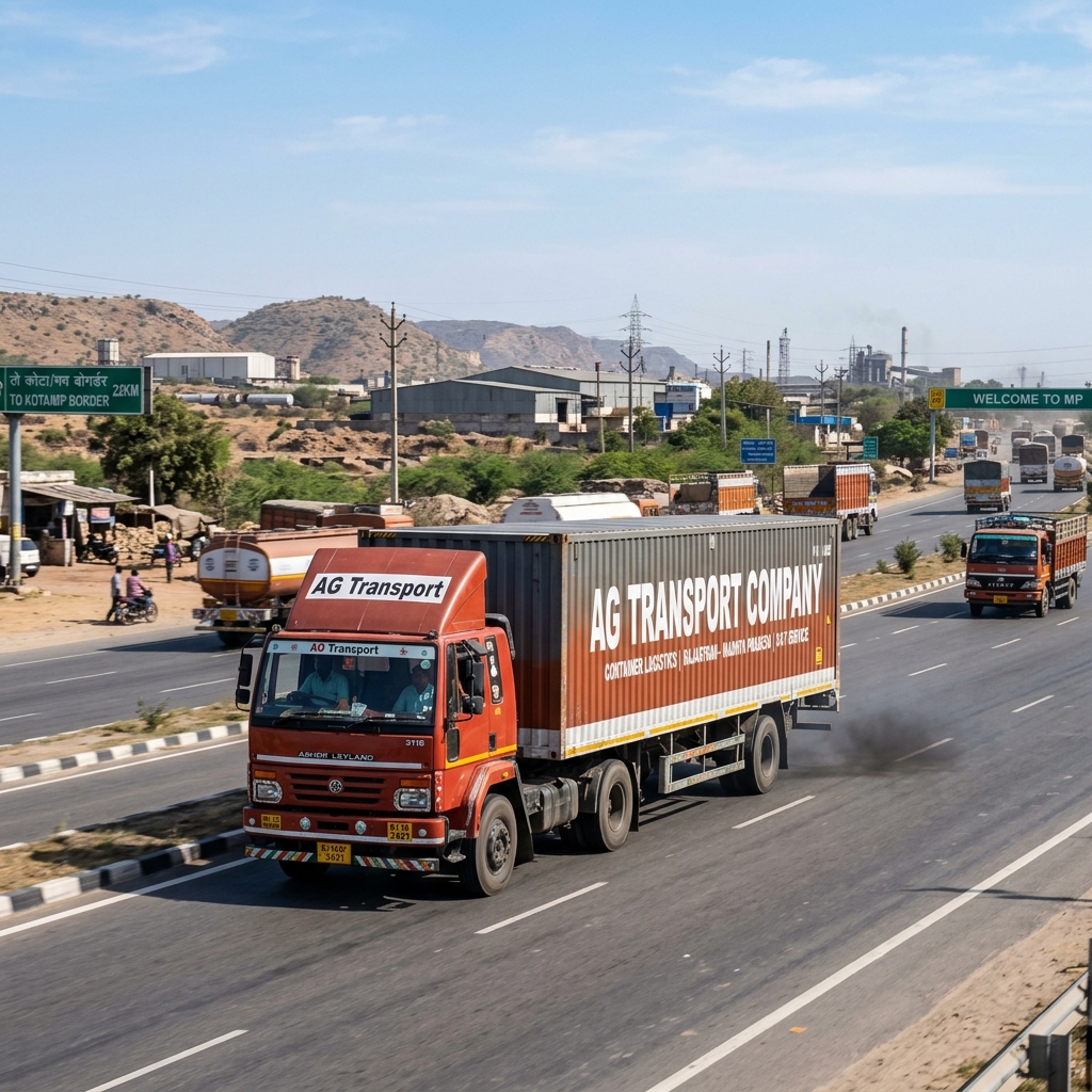 Jaipur to Gwalior FTL transport container truck on NH 21 highway