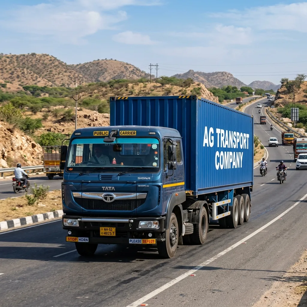 Jaipur to Indore full truckload freight container truck on NH 52 highway