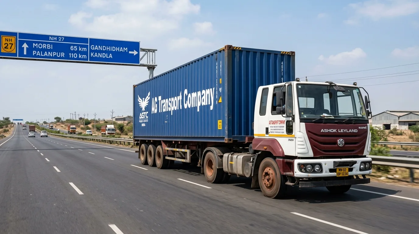 Jaipur to Morbi FTL freight transport multi axle commercial truck on NH 27