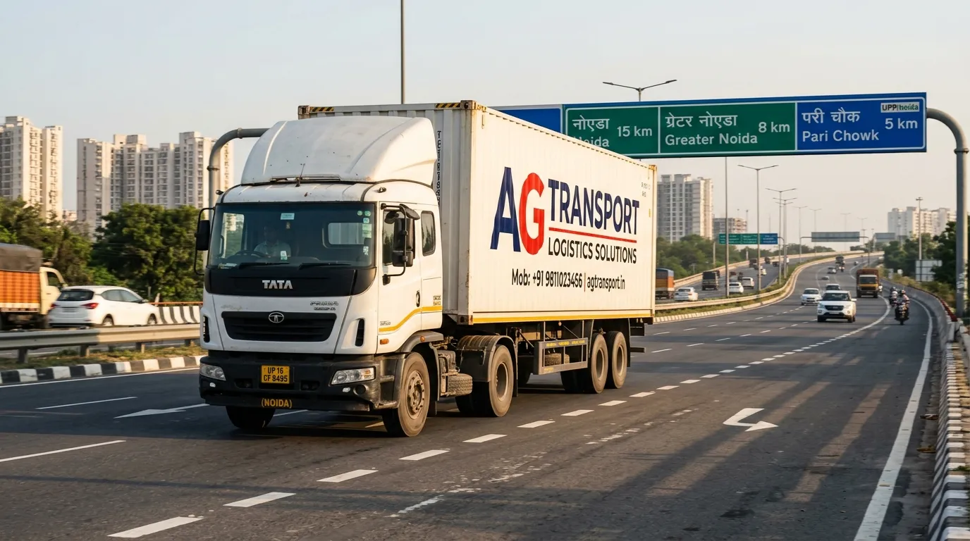 Jaipur to Noida FTL freight transport 32 ft multi-axle container truck on expressway