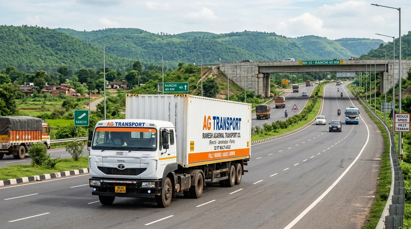 jaipur to ranchi ftl freight transport container truck on national highway