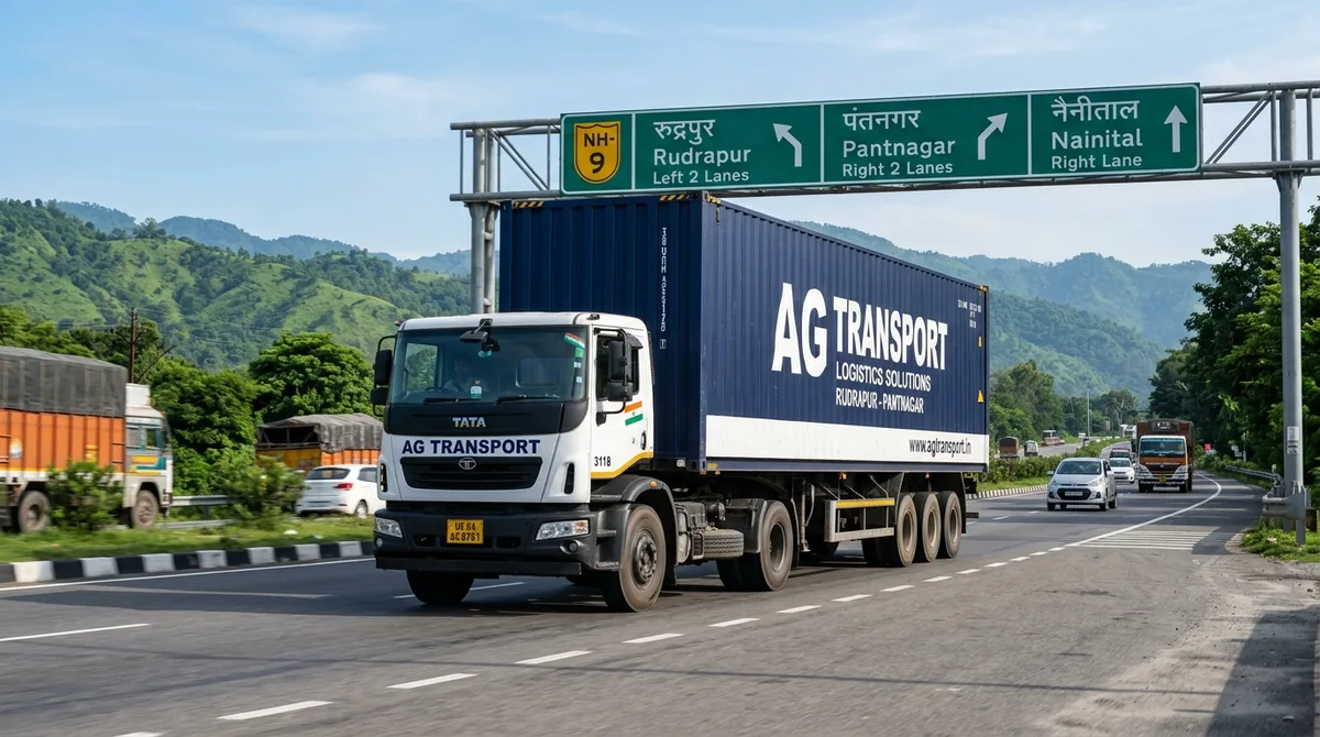 Jaipur to Rudrapur FTL freight transport 32 ft multi-axle container truck on highway
