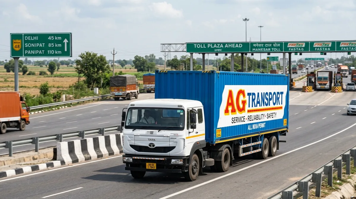 Jaipur to Sonipat FTL freight transport container truck on highway