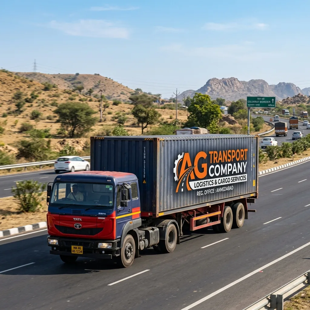 Jaipur to Surat full truckload freight container truck on NH 48 highway