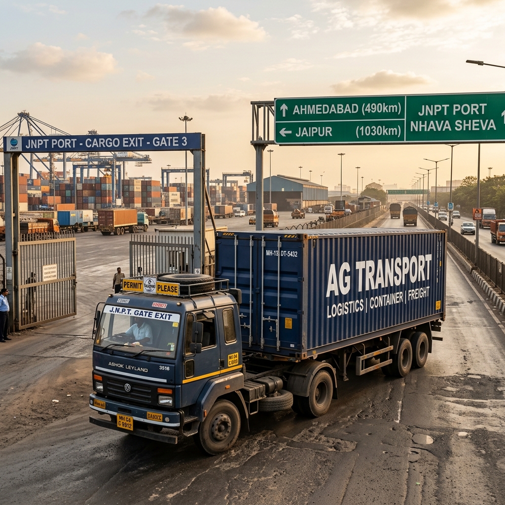 JNPT Port Mumbai to Jaipur FTL freight multi axle container truck on NH 48 highway