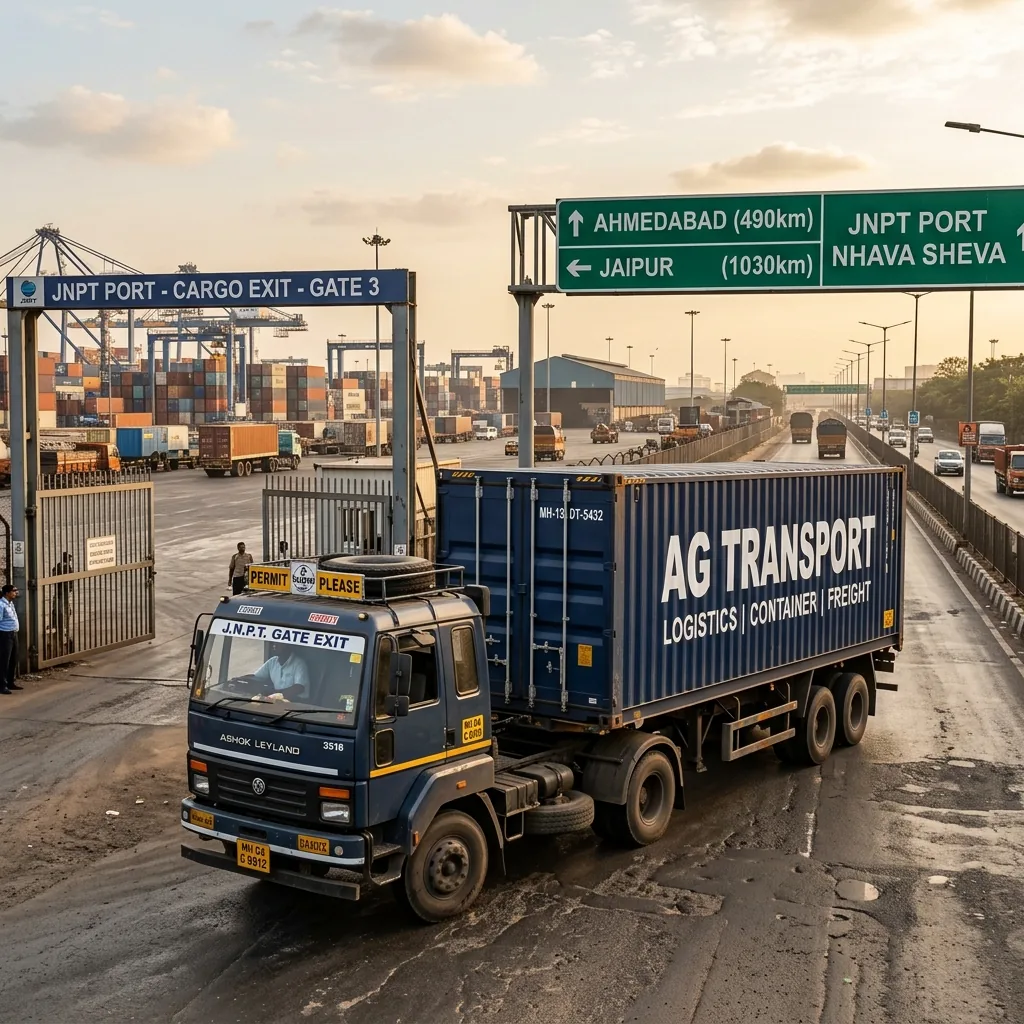JNPT Port Mumbai to Jaipur FTL freight multi axle container truck on NH 48 highway
